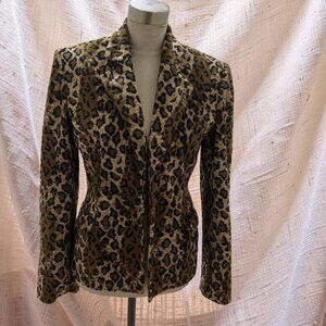 VTG Fervente Leopard Print Blazer Jacket Womens Size 36 Small 4 Animal Print